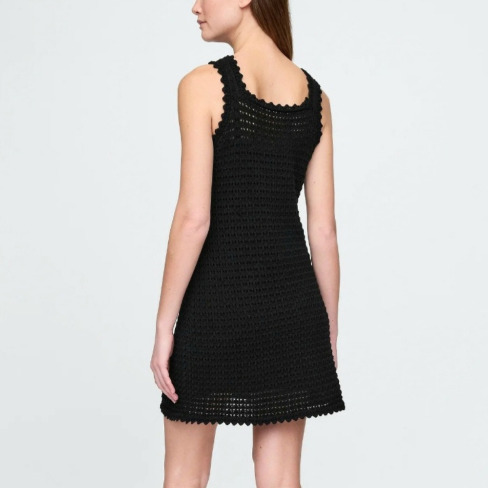 SOLD❣️ NWT GAP Black Crochet Mini Dress Size Medium Petite - Picture 7 of 10
